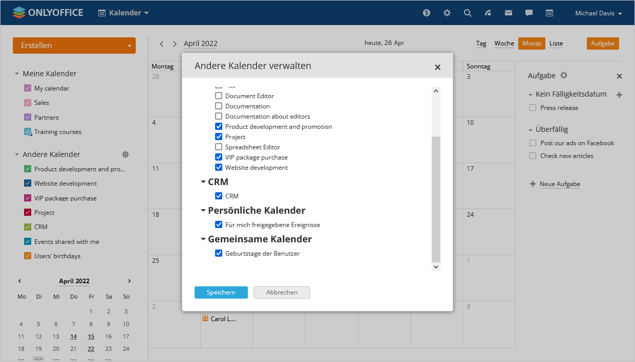 Kalender verwalten