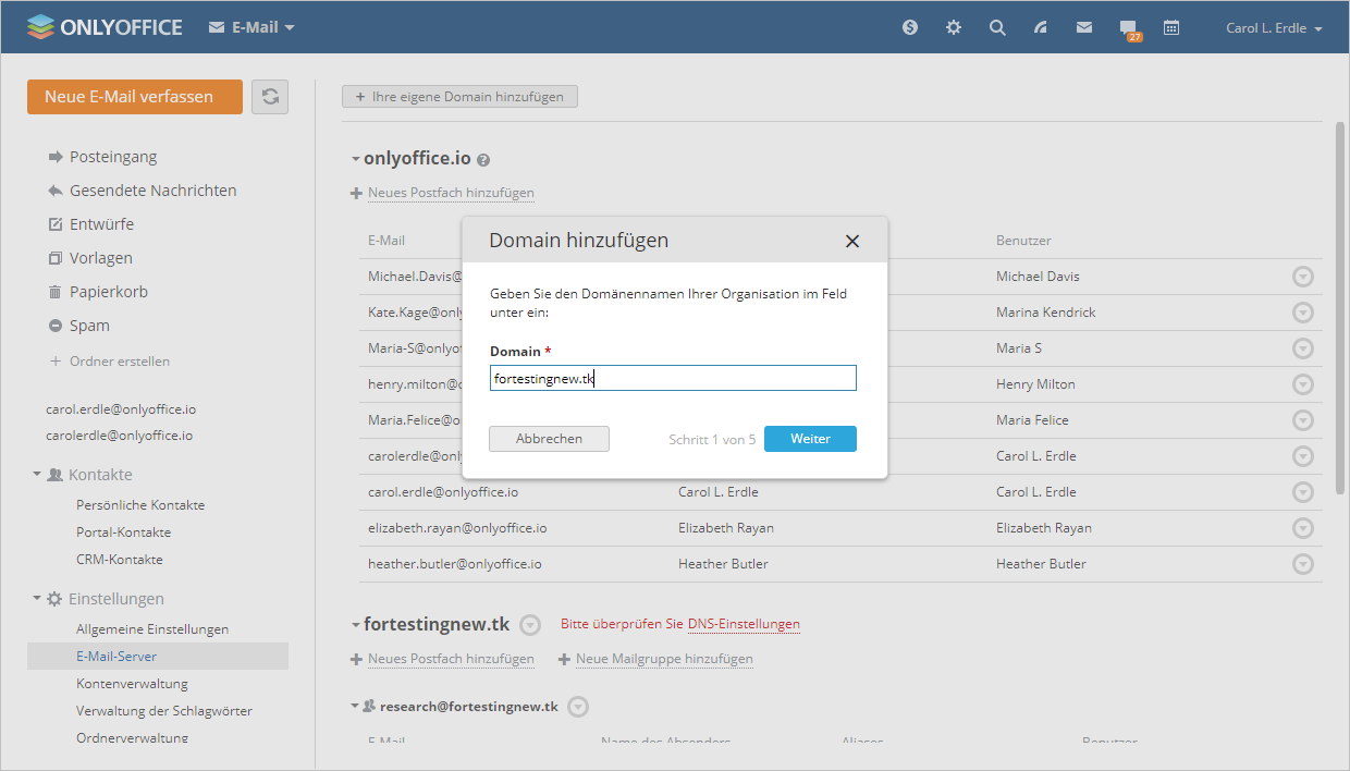 Ihre eigene Domain hinzufügen