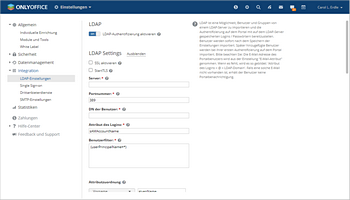 LDAP-Einstellungen - Startseite