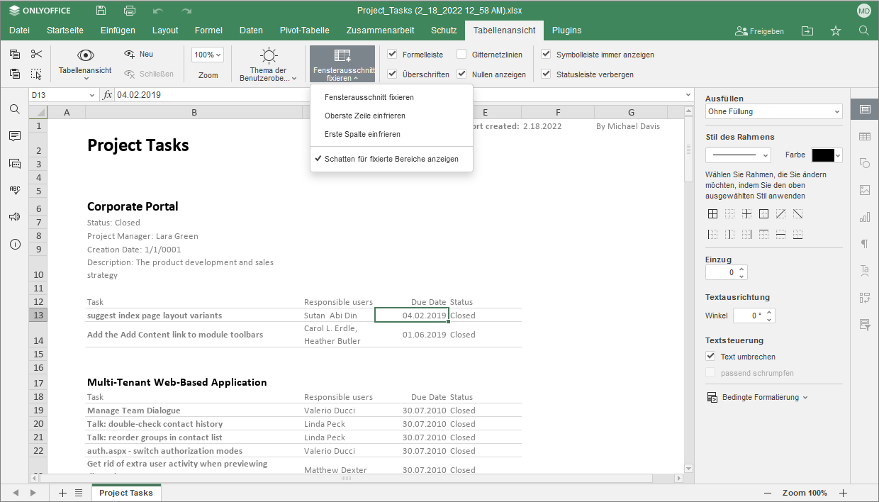 freeze row in excel Step 2