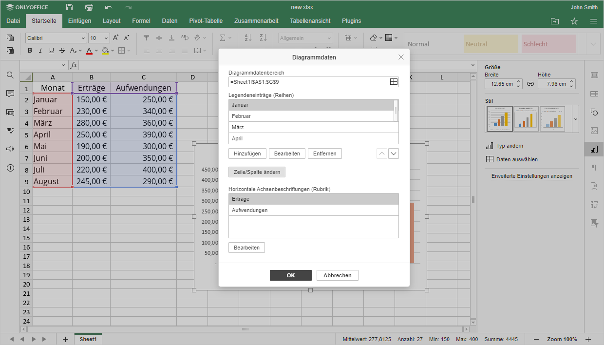 Wie kann man ein Diagramm in Excel erstellen? Schritt  2