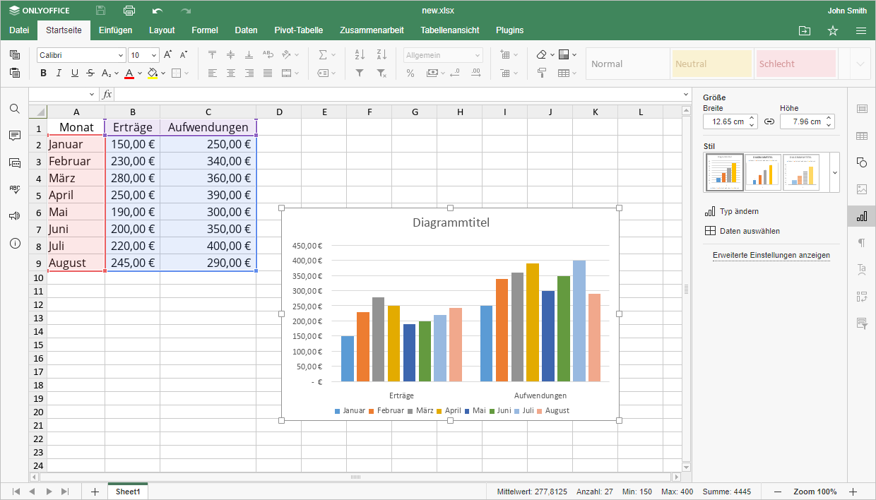 Wie kann man ein Diagramm in Excel erstellen? Schritt  2