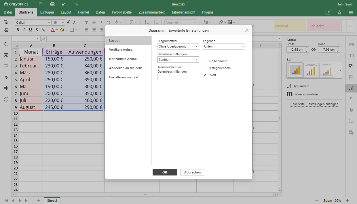 Wie kann man ein Diagramm in Excel erstellen? Schritt  3