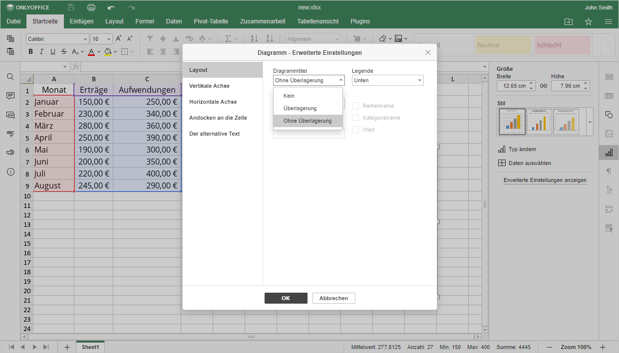 Wie kann man ein Diagramm in Excel erstellen? Schritt  3