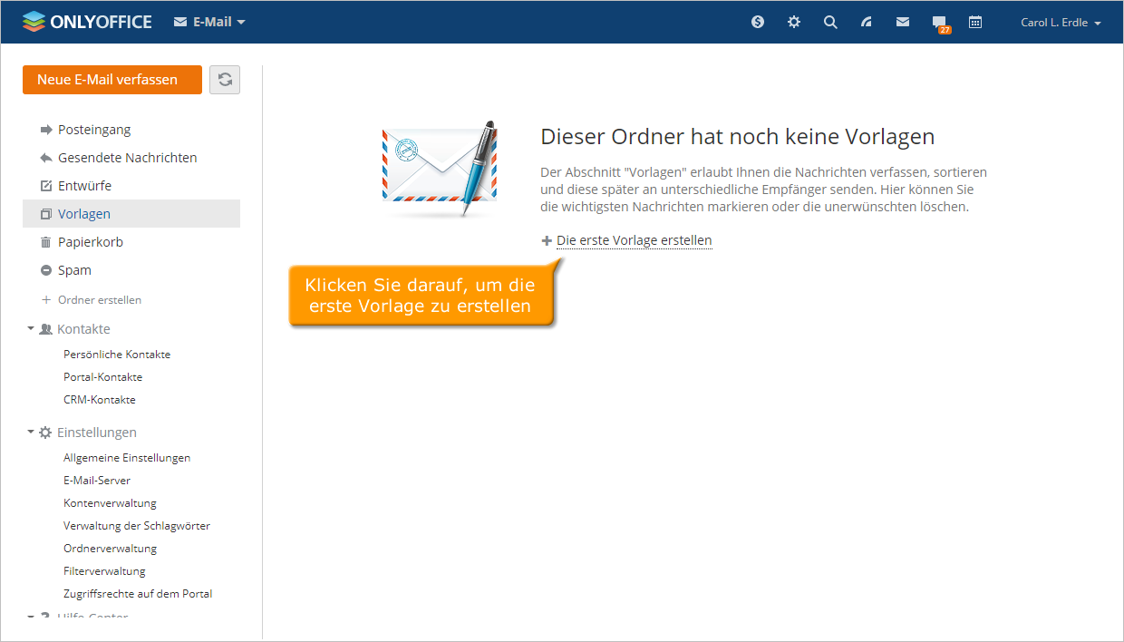 Wie kann man E-Mail Vorlagen erstellen? Schritt 2