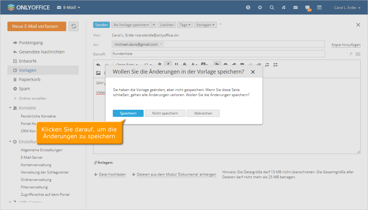 Wie kann man E-Mail Vorlagen erstellen? Schritt 3