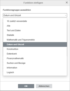 Datum und Uhrzeit - Funktionsgruppe