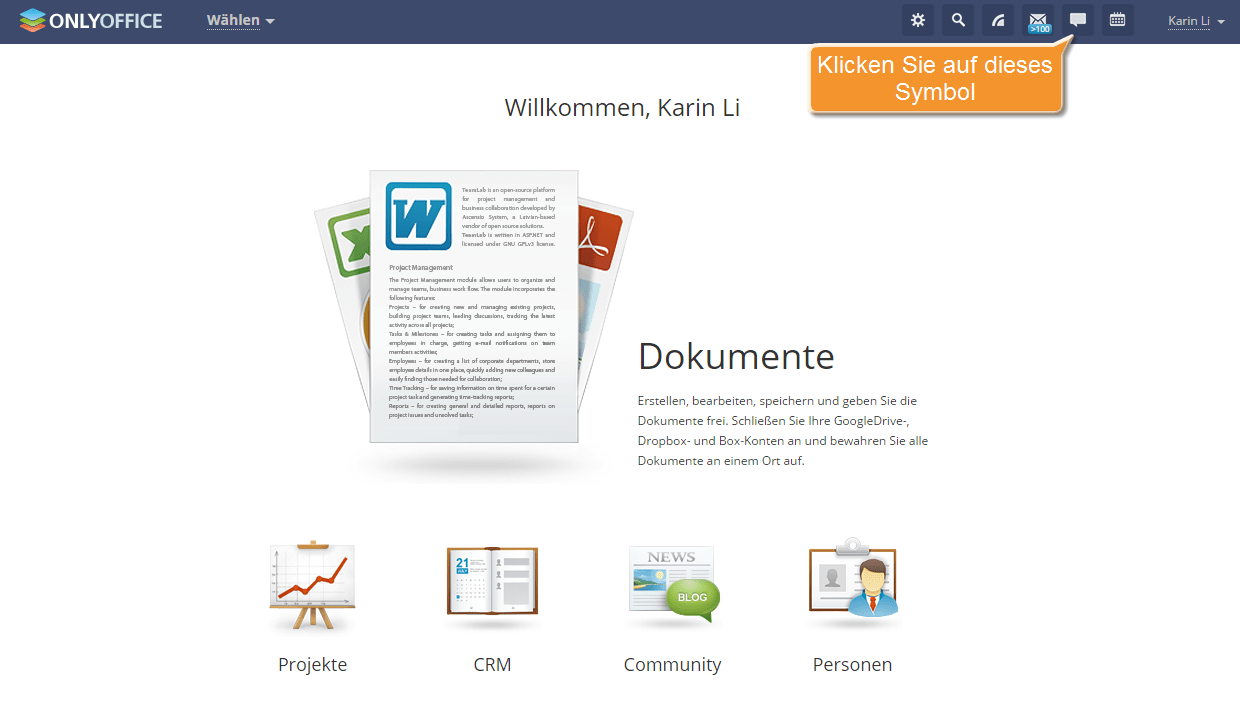 Wie erstellt man eine Mailing-Liste im Chat-Modul? Schritt 1