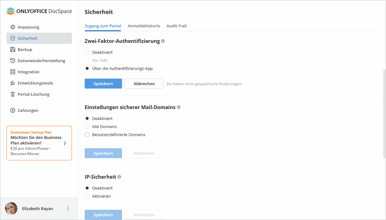 Zwei-Faktor-Authentifizierung in DocSpace verwenden