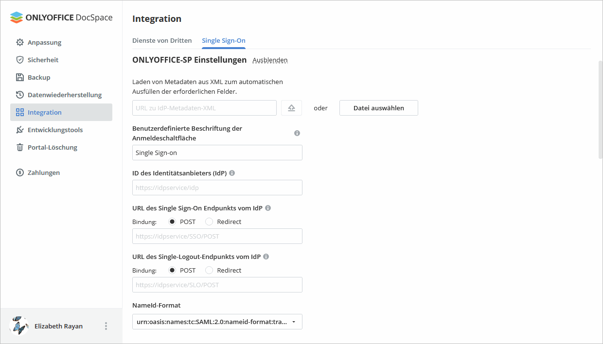 Single Sign-On in DocSpace aktivieren