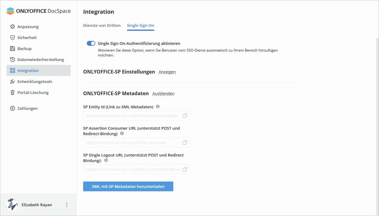 Single Sign-On in DocSpace aktivieren
