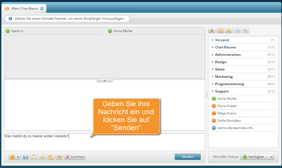 Wie eröffnet man einen Chat-Raum im Chat-Modul? Schritt 3