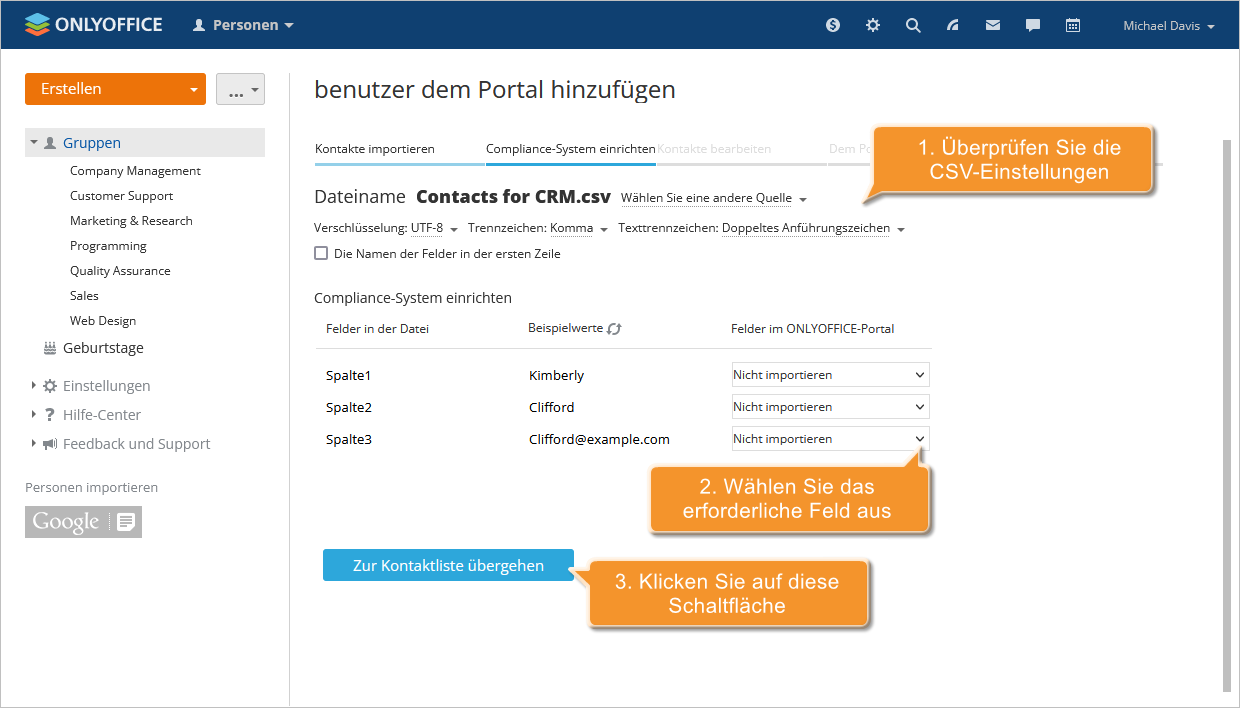 Wie fügt man Benutzer anhand der Kontaktdaten aus einer CSV-Datei hinzu? Schritt 4