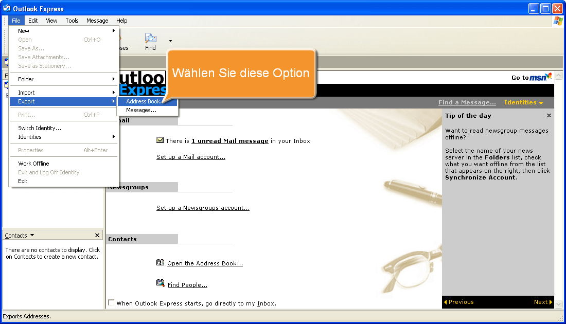Wie fügt man Benutzer anhand der Kontaktdaten aus dem Adressbuch eines Mail-Clients in ONLYOFFICE hinzu? Schritt 1