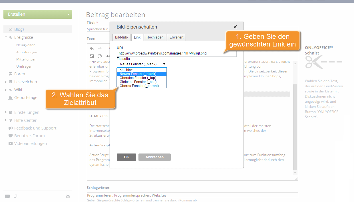 How to insert an image into your posted message? Step 2