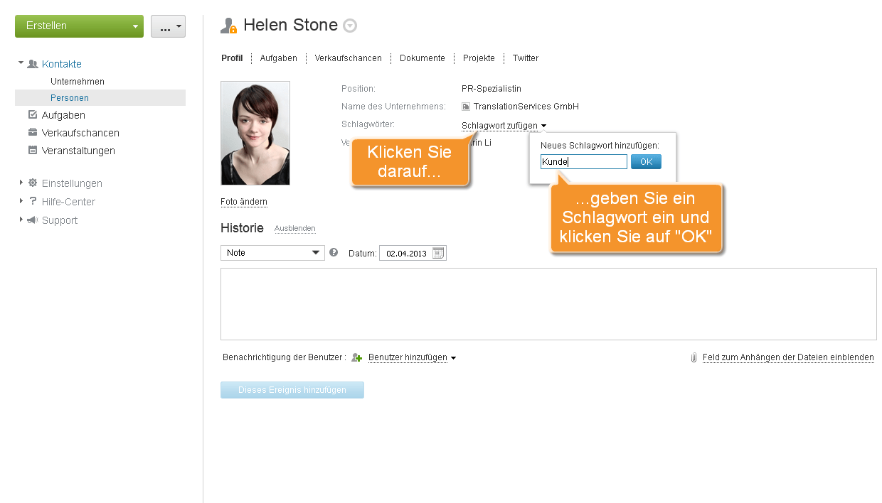 Wie hält man die Kontakte auf dem neuesten Stand? Schritt 5