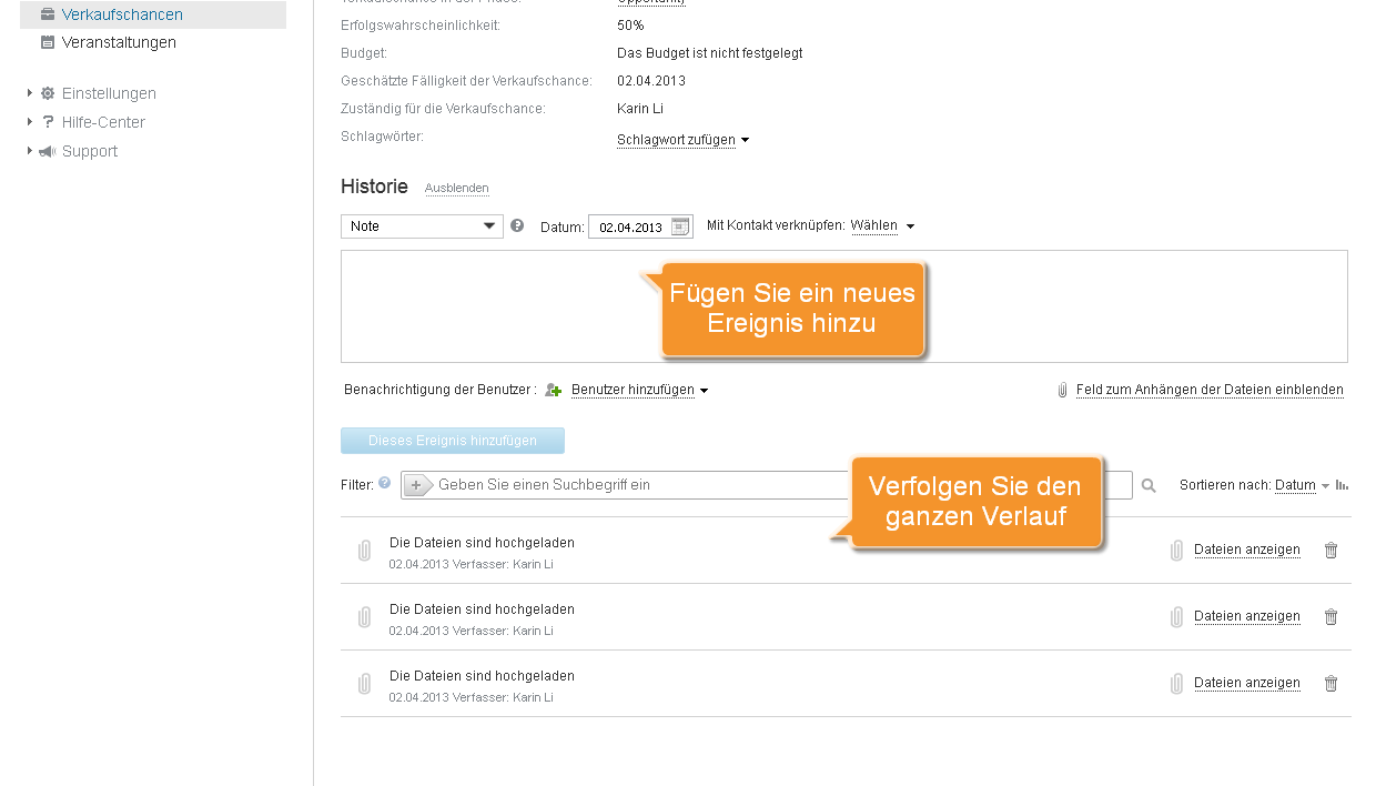 Wie verfolgt man potentielle Verkäufe? Schritt 7