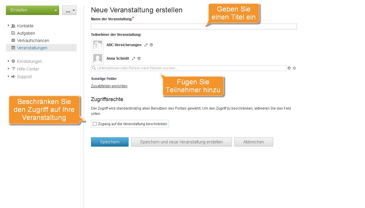 Wie organisiert und verfolgt man eine gemeinsame Veranstaltung? Schritt 2