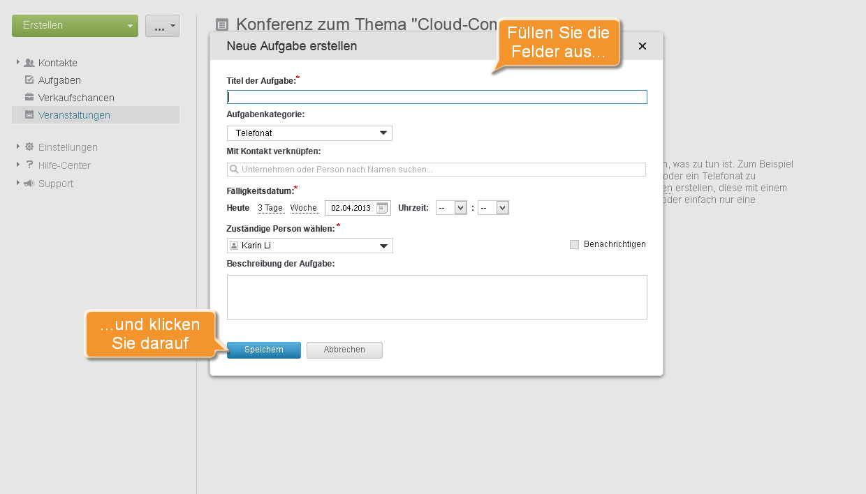 Wie organisiert und verfolgt man eine gemeinsame Veranstaltung? Schritt 3
