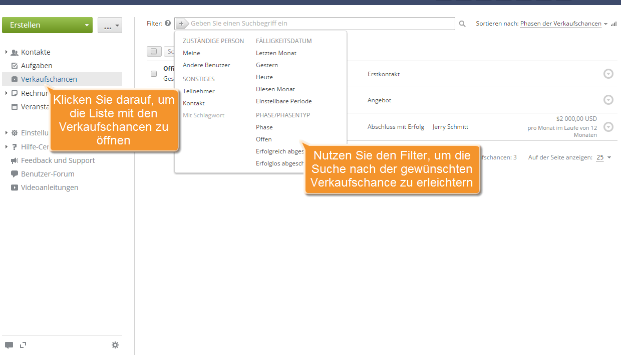 Wie verknüpfen Sie Ihr Projekt mit einem CRM-Kontakt? Schritt 2