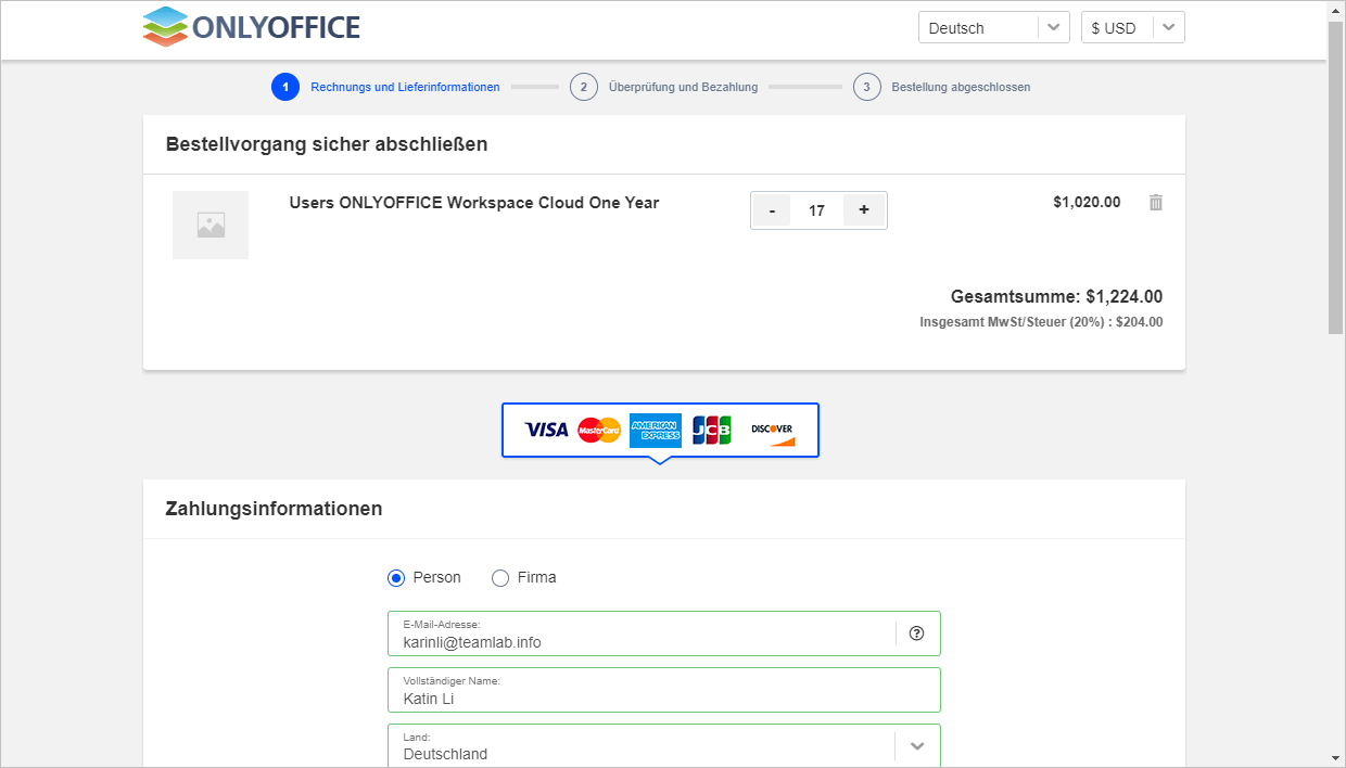 How to pay for your portal? Step 3