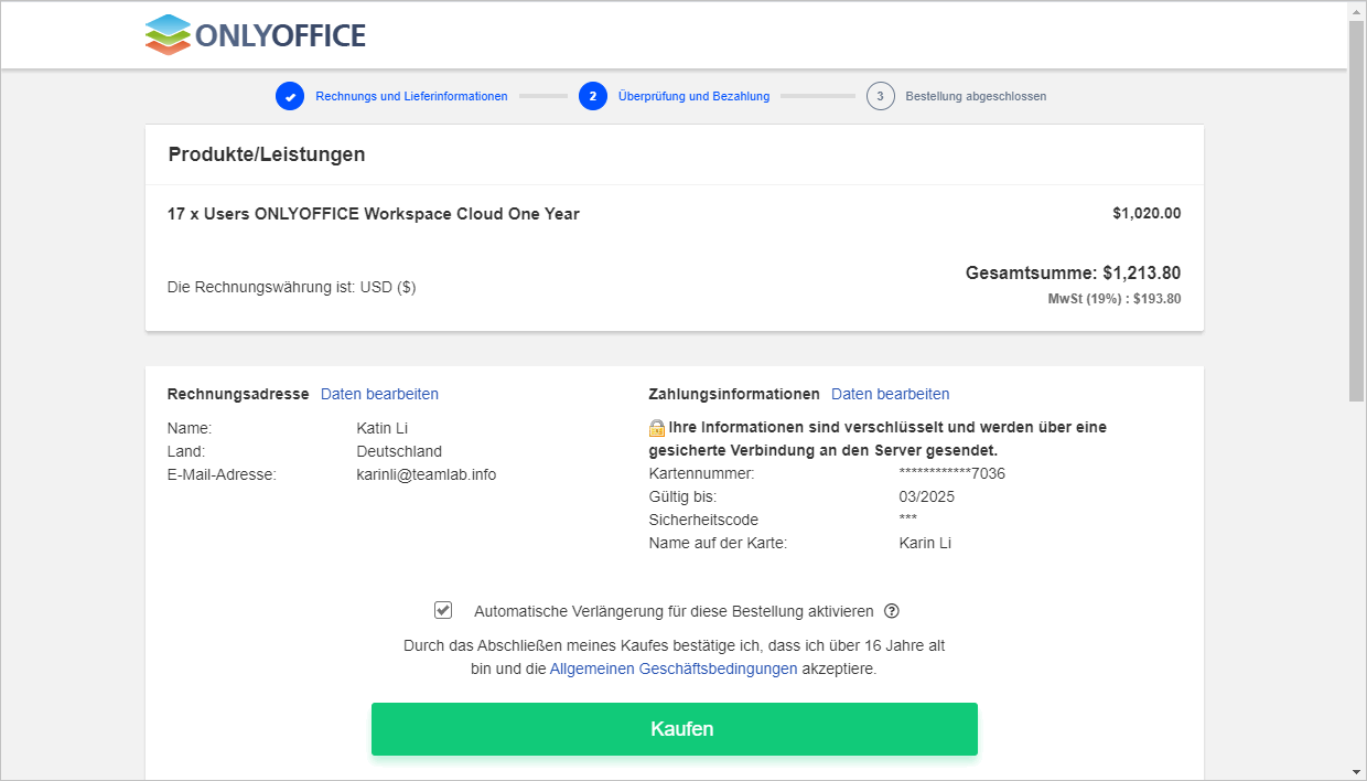 How to pay for your portal? Step 4