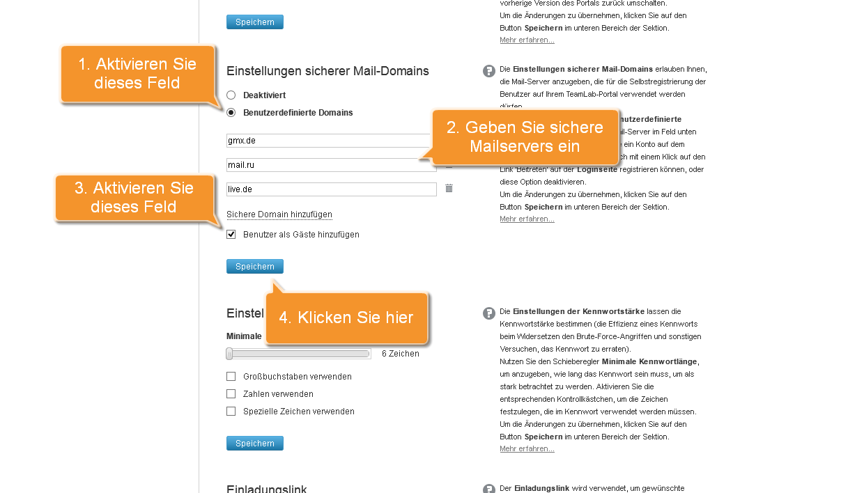 Wie lädt man die Gäste zum ONLYOFFICE ein? Erlauben Sie den Gästen sich selbst zu registrieren