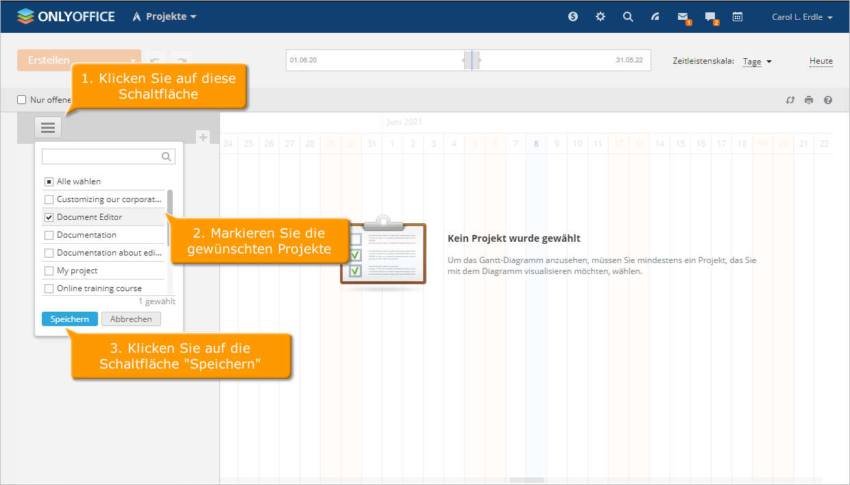 So verwalten Sie Ihr Projekt mithilfe des Gantt-Diagramms. Schritt 2