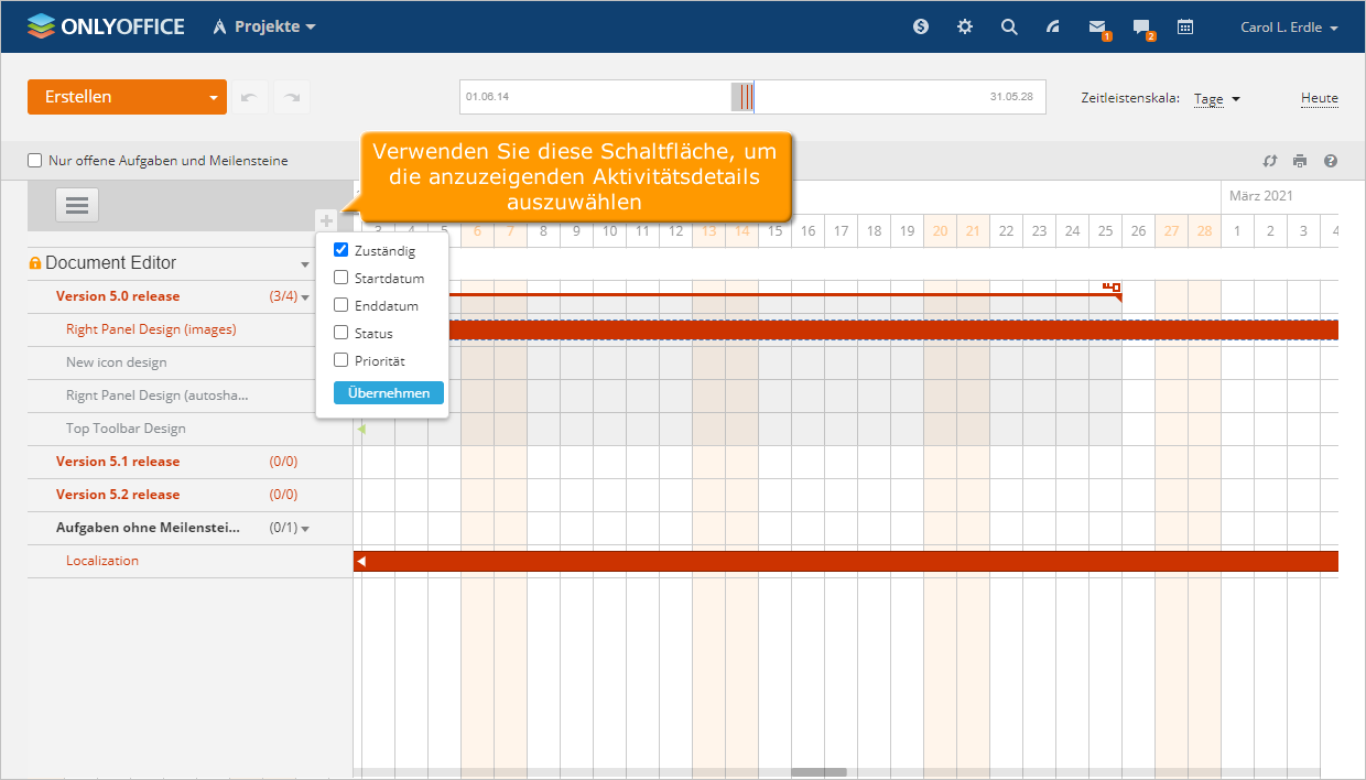 So verwalten Sie Ihr Projekt mithilfe des Gantt-Diagramms. Schritt 3