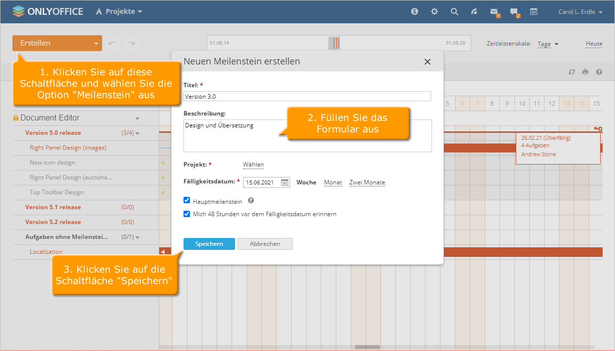 So verwalten Sie Ihr Projekt mithilfe des Gantt-Diagramms. Schritt 4