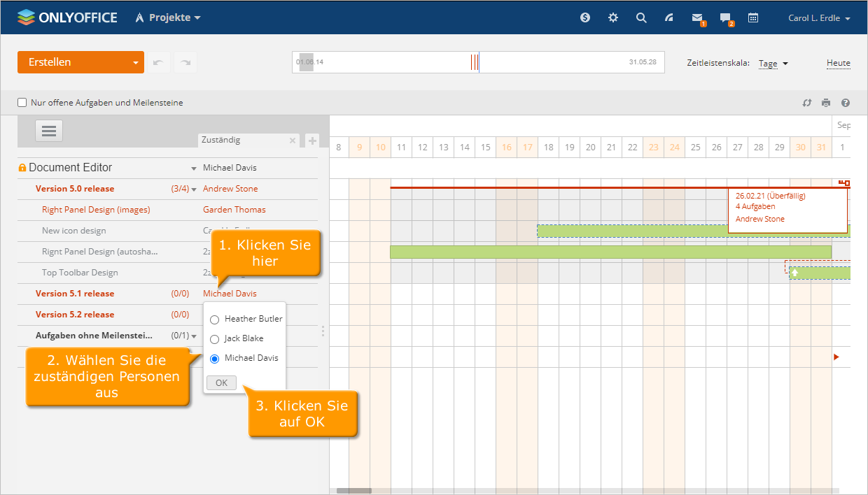 So verwalten Sie Ihr Projekt mithilfe des Gantt-Diagramms. Schritt 5