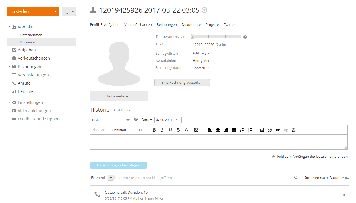 So rufen Sie Ihre Kunden direkt aus Ihrem CRM an. Schritt 7