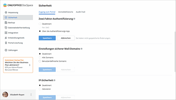 Zwei-Faktor-Authentifizierung in DocSpace verwenden