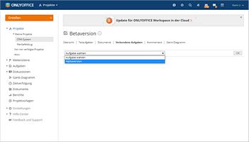 Die Aufgaben innerhalb des Projekts verknüpfen. Schritt 3