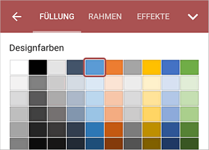 Formeinstellungen - Füllung