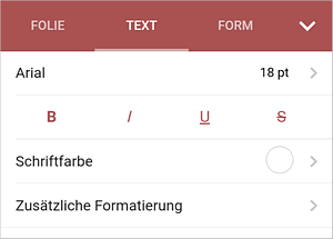Texteinstellungen