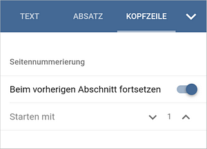 Kopfzeile - Einstellungen