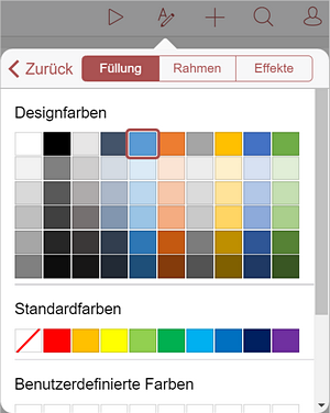 Formeinstellungen - Füllung