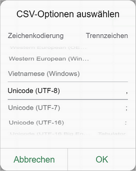 CSV-Format auswählen