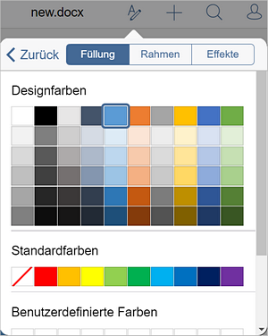 Formeinstellungen - Füllung