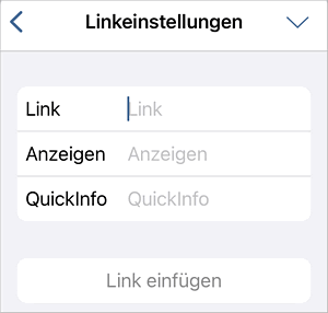 Linkeinstellungen-Fenster