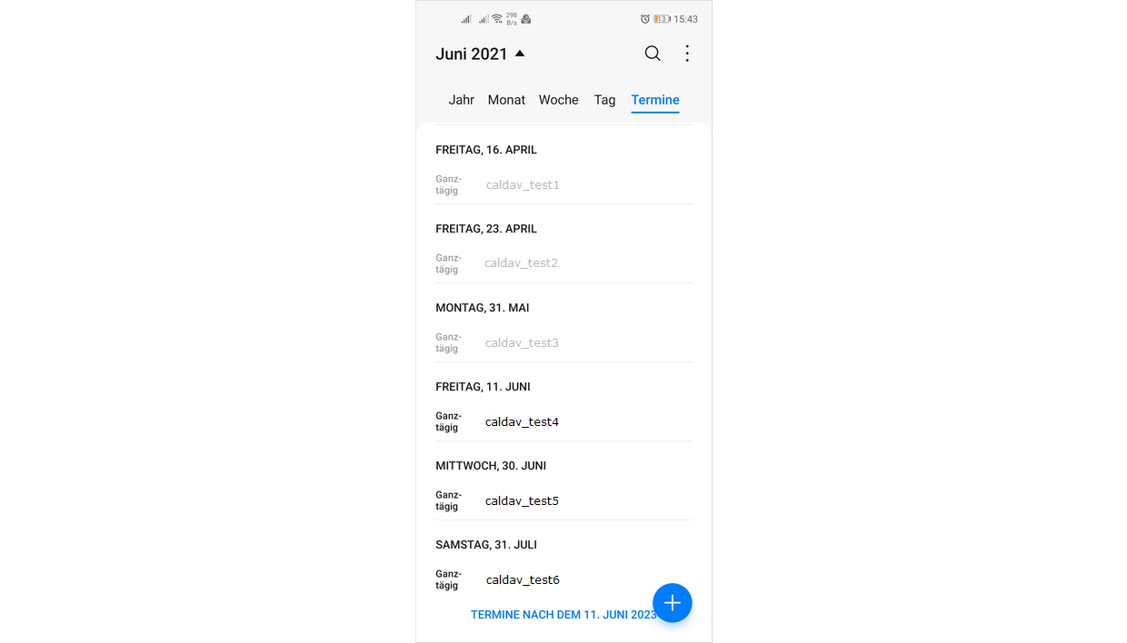Kalender exportieren - Android-Gerät