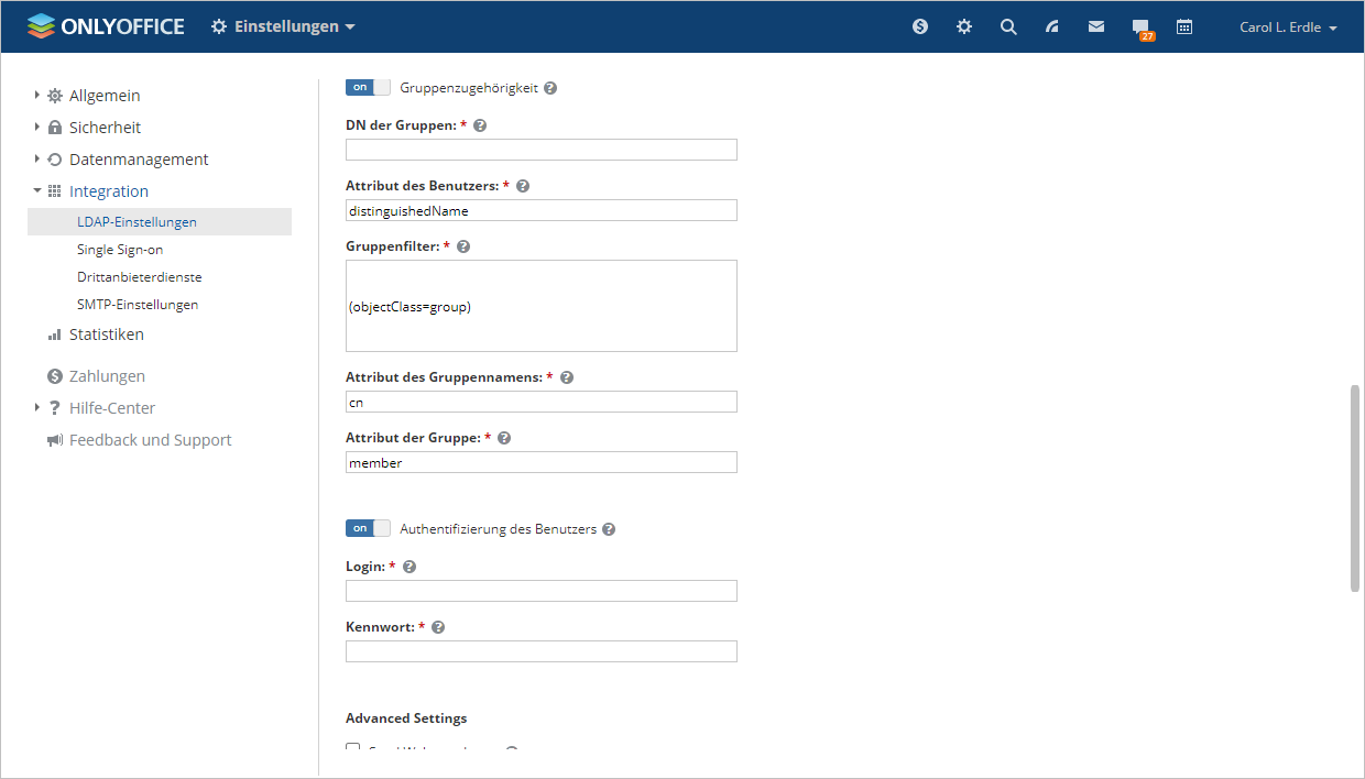 LDAP-Einstellungen - Gruppen