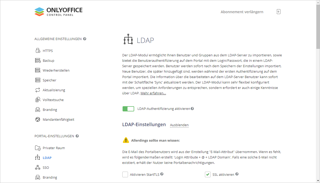 LDAP-Einstellungen - Benutzer