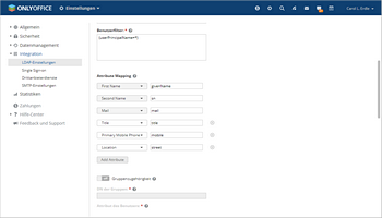 LDAP-Einstellungen - Attributzuordnung