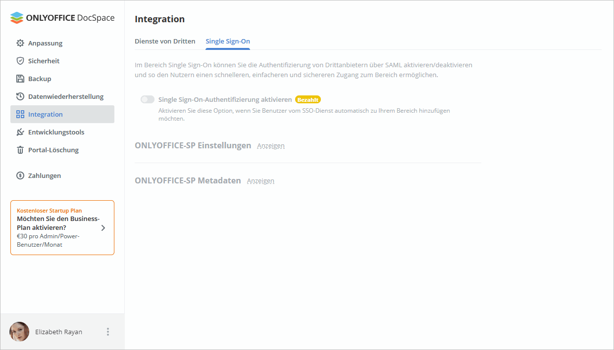 Aktivieren der SSO-Authentifizierung