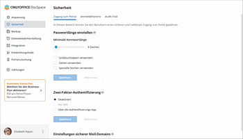 Ändern der DocSpace-Zugriffseinstellungen