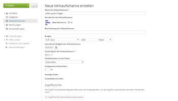Verkaufschance hinzufügen