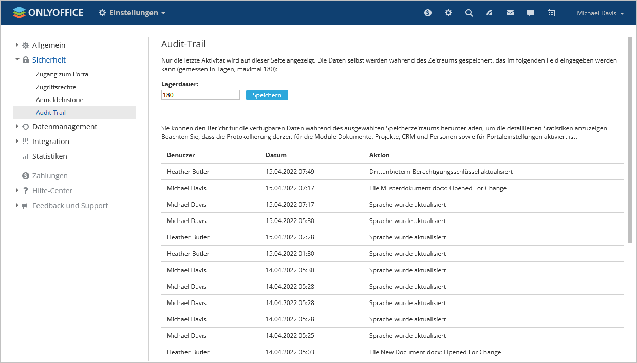 Receiving Audit Trail Data