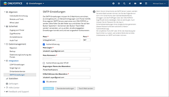SMTP-Einstellungen anpassen